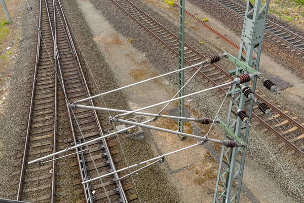 鋼鉄鉄道トラックに拡大 — ストック写真