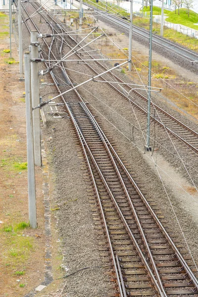 鋼鉄鉄道トラックに拡大 — ストック写真