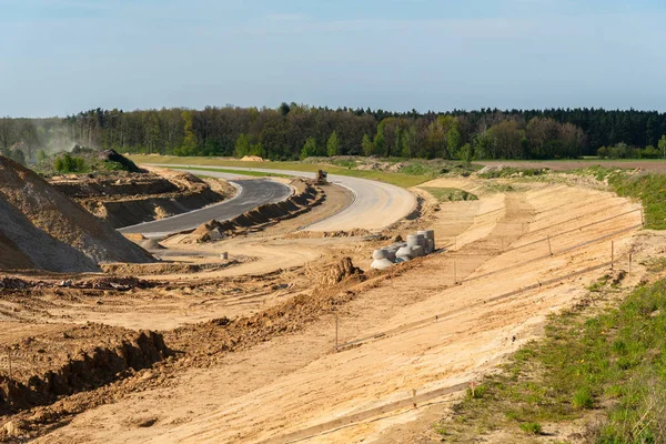 Velký Pohled Stavbě Nové Silnice — Stock fotografie