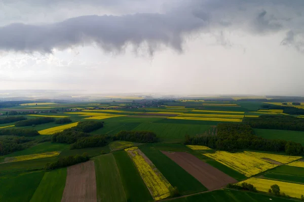 Aerial View Dangerous Clouds Small Village — Stock Photo, Image