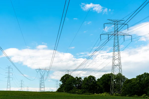 Large View Powerline Field — Stock Photo, Image