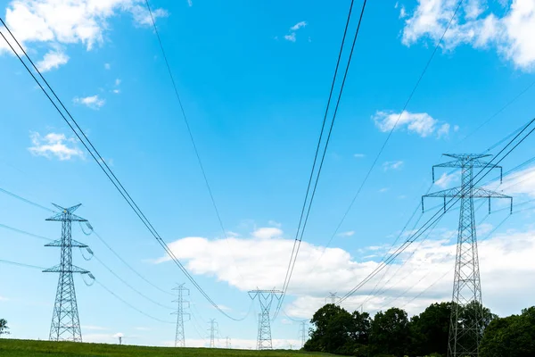 Large View Powerline Field — Stock Photo, Image