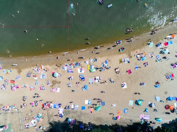 Vista Aerea Sulla Spiaggia Con Turisti — Foto Stock