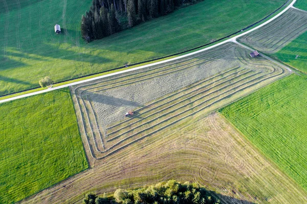 Vista Aérea Del Tractor Que Trabaja Campo —  Fotos de Stock