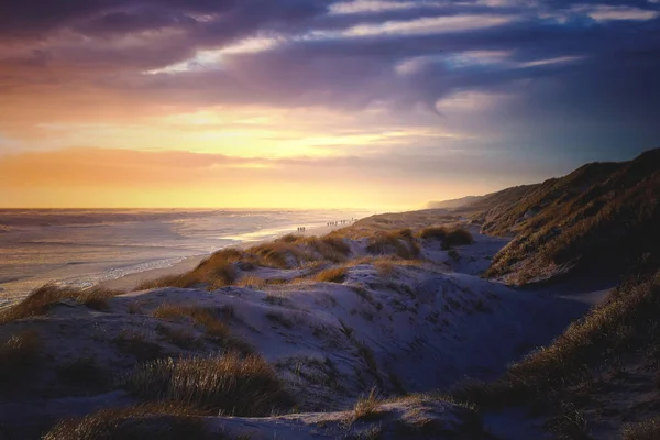 Dnische Nordseekste Winter Bei Sonnenuntergang — Zdjęcie stockowe