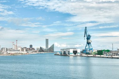 Danimarka 'daki Aarhus limanına bakın. Yüksek kalite fotoğraf