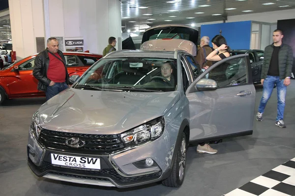 Belgrad Serbien März 2018 Lada Vesta Cross Ddor Car Show — Stockfoto