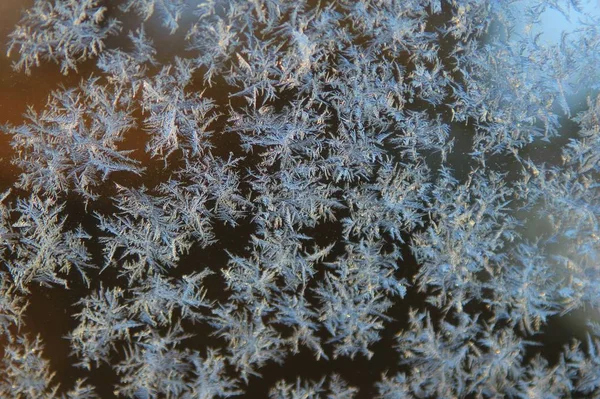 Cristalli Ghiaccio Formano Finestrino Veicolo Come Gravi Tempeste Invernali Hanno — Foto Stock