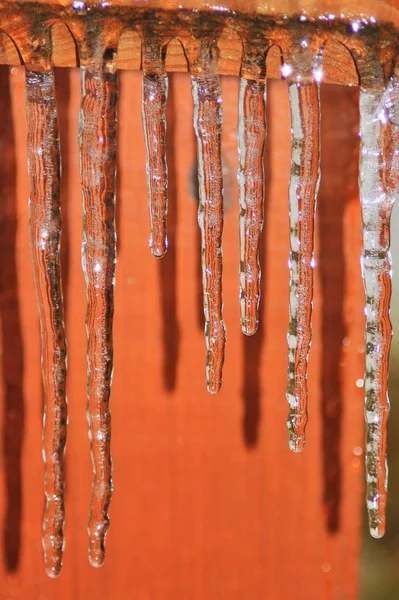 Eishintergrund Eiszapfen Bunter Natur — Stockfoto