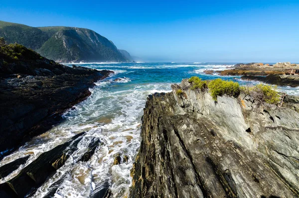 Tsitsikamma national park, landscape Indian ocean waves, rocks.  South Africa, Garden Route, Eastern Cape. South african landscape