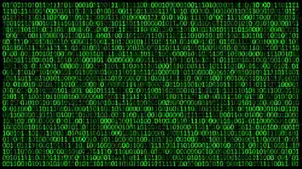 Os códigos binários 0 e 1 na tela, mudando rapidamente. Conceito de cibersegurança . — Vídeo de Stock