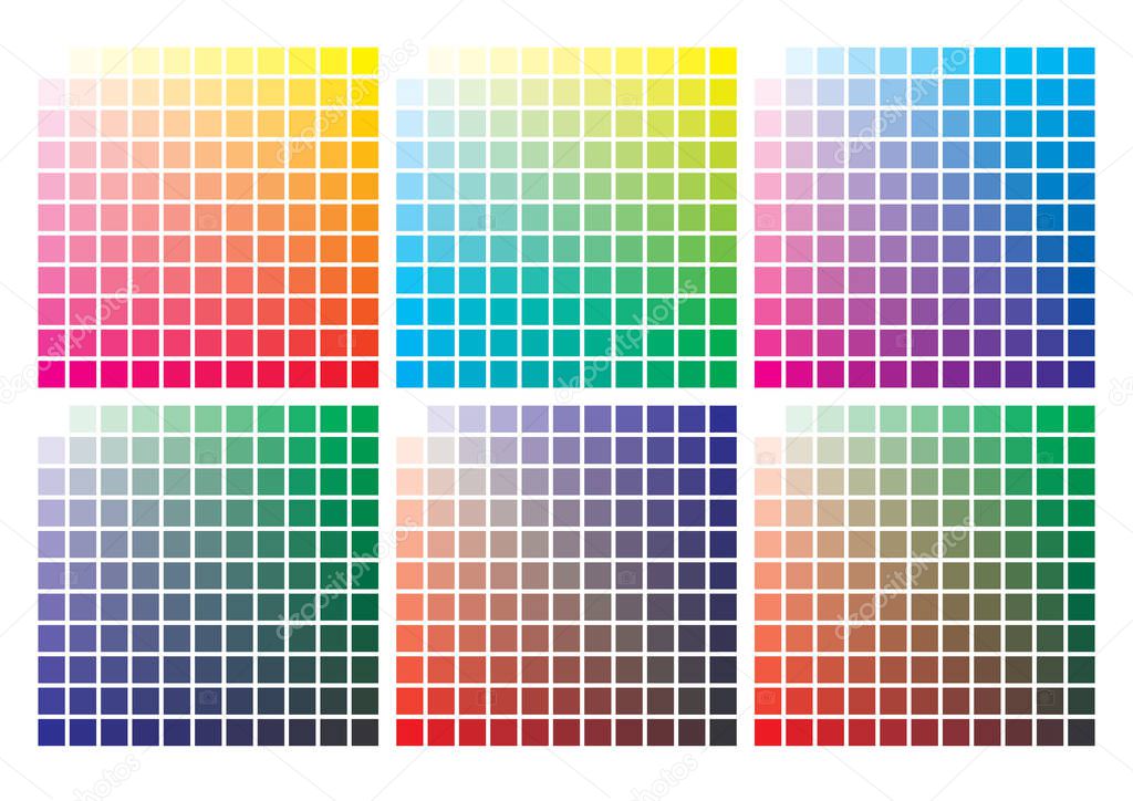 Vector color palette on A4 format, paper size 297 x 210 mm