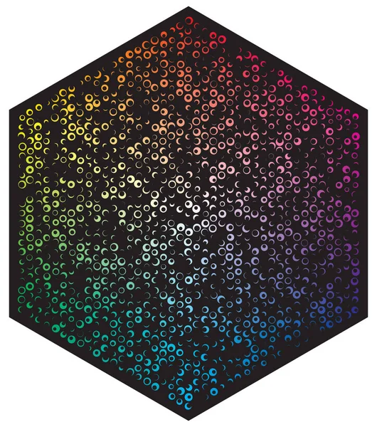 Vector kleurenpalet. Veel verschillende kleur cirkels in vorm van Hexagon patroon — Stockvector