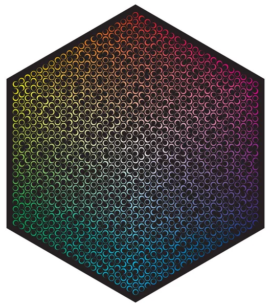 Vector kleurenpalet. Veel verschillende kleur manen in vorm van Hexagon patroon — Stockvector