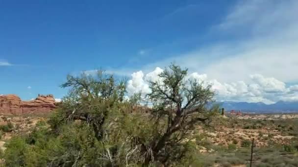 Conduzca Por Parque Nacional Arches Cerca Moab Utah — Vídeos de Stock