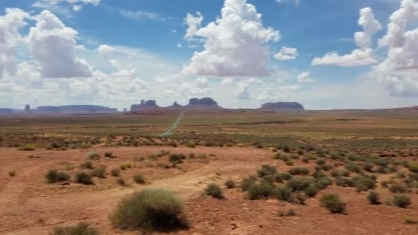 Klassiska Monument Valley Panorama Från Forest Gump Sträcka Den Oss — Stockvideo