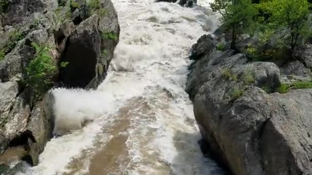 Potomac River Rapids Swollen Heavy Rains Great Falls Maryland Usa — Stock Video