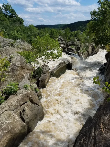 Corredeiras Rio Potomac Incharam Devido Fortes Chuvas Nas Great Falls — Fotografia de Stock