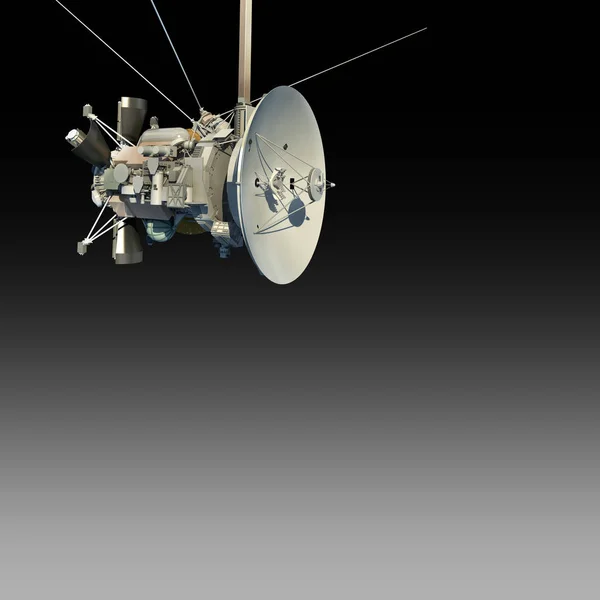 使用文件中包含的剪贴路径绘制无人航天器或卫星轨道器 用于科幻艺术品或计算机游戏背景 — 图库照片