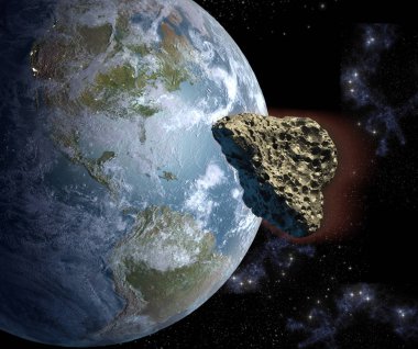 bir kalp 3D çizimi dünya ile çarpışma rotasında bir asteroid şeklinde. Nasa tarafından döşenmiş bu görüntü unsurları.