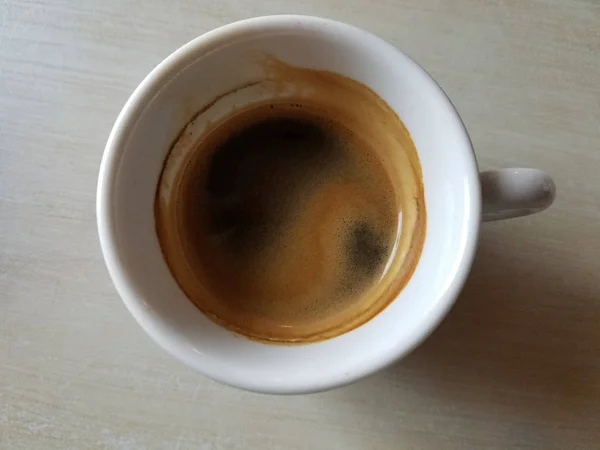 Close Espresso Coffee Cup Cream Froth Design — Stock Photo, Image