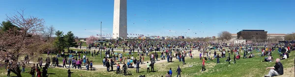 Washington Marzo 2018 Una Gran Multitud Adultos Niños Vuelan Cometas — Foto de Stock