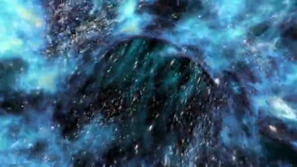 Зацикленный Полет Червоточины Другое Измерение Через Синее Силовое Поле Звезд — стоковое видео