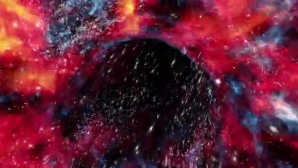 循环虫洞通过恒星和星际气体的红移力场飞向另一个维度 — 图库视频影像