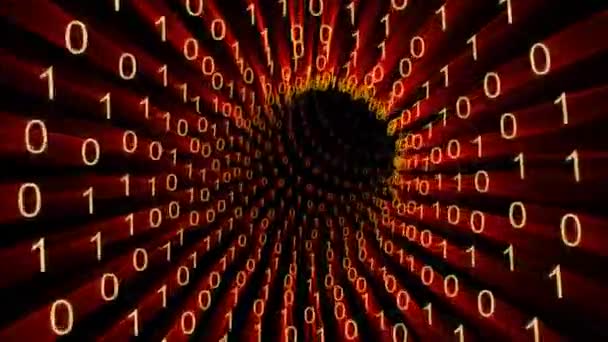 Dados Binários Com Zeros Uns Deslizando Wormhole Infinito Loop Resolução — Vídeo de Stock