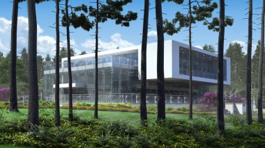 Modern lüks bir evin 3d İllüstrasyon 