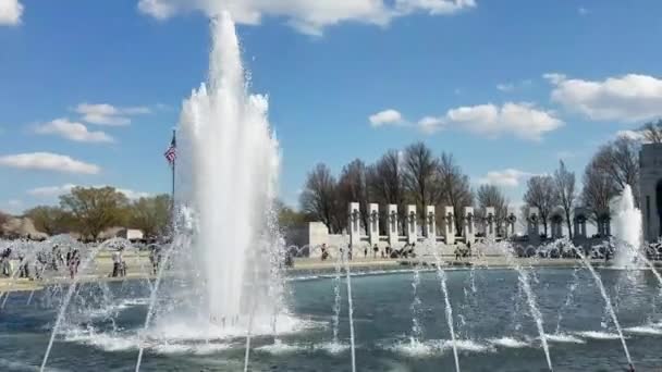 Fuente Agua Monumento Segunda Guerra Mundial Washington — Vídeos de Stock