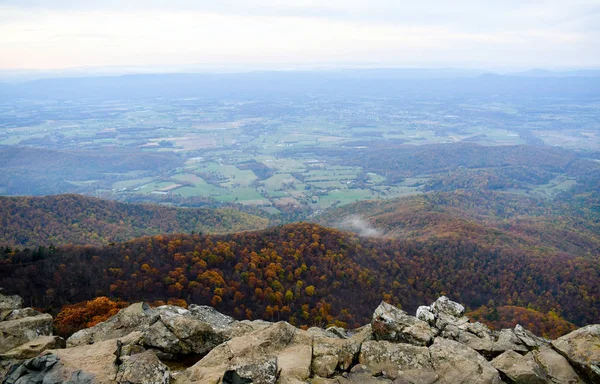 Vzdušné šermíří Panorama horských lesů v podzimních barvách — Stock fotografie