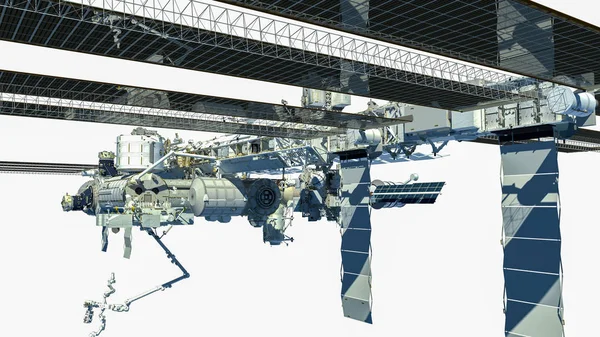 A Nemzetközi Űrállomás részletes renderelés — Stock Fotó