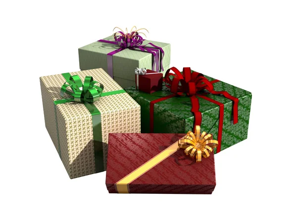 Present boxes isolated on white — Stock Photo, Image