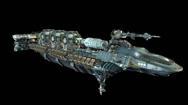 Nagyon Részletes Idegen Űrhajó Futurisztikus Mélyűri Utazás Vagy Sci Háttérrel — Stock Fotó
