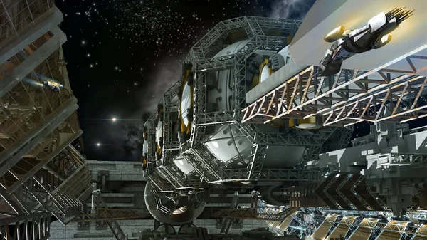 Detailní vnitřní detailní záběr mezihvězdné kosmické lodi — Stock fotografie