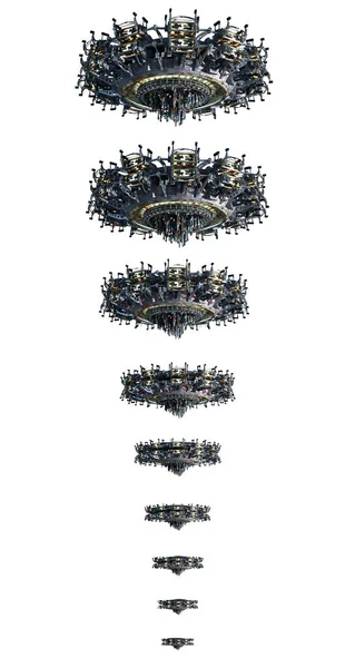 Collage Representación Instancias Naves Espaciales Ovni Aislado Blanco Con Ruta —  Fotos de Stock