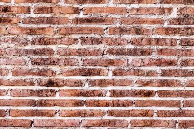 Eski tuğla duvar. Yatay geniş tuğla duvar arka plan. Vintage h