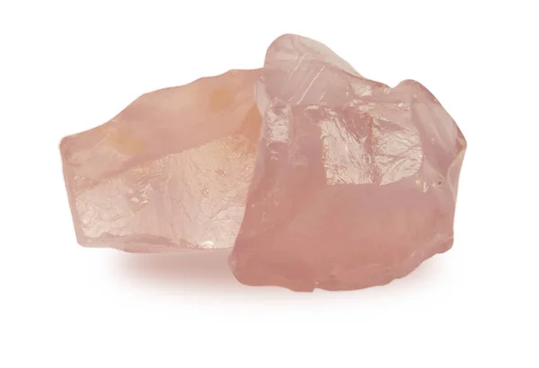 Aislar Rosa Cuarzo Rosa Piedra Preciosa Rugosa Color Natural —  Fotos de Stock