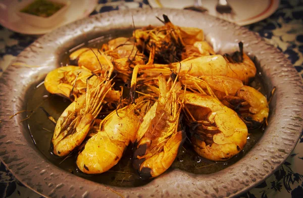 Grilled River Shrimp Hot Pot — Stock Photo, Image