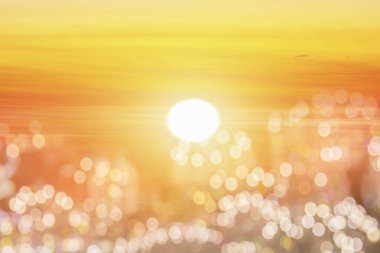 Sunrise görünümü ile kopya alanı ile soyut sarı ışık Bokeh arka plan