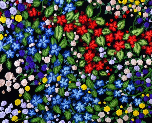 blue, red and yellow flowers