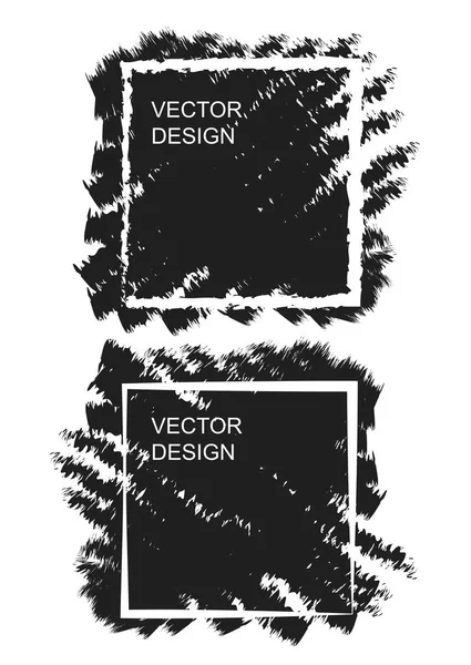 印刷デザインのための正方形のブラシの背景を持つスケッチデザインテンプレート. — ストックベクタ