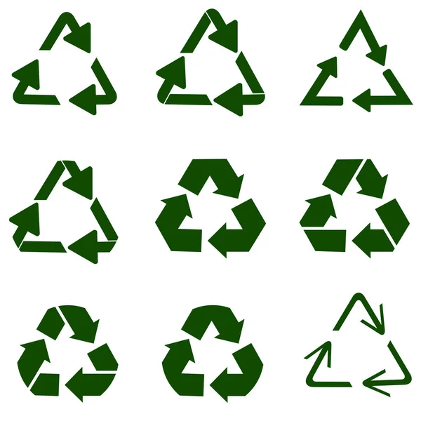 Recycling symbool van ecologisch zuivere middelen, instellen van pijlen — Stockvector