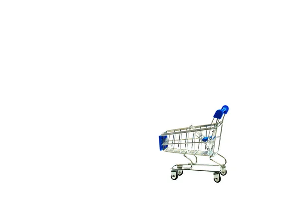 Blue Shopping Cart Isolated White Background — Stock Photo, Image