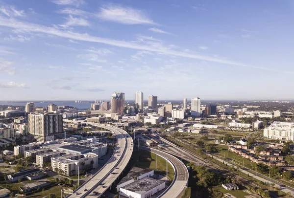 Aerial View Downtown Tampa Florida Surrounding Highways Industrial Areas — Stock Photo, Image