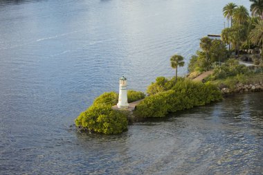 View of the small lighthouse at the end of Harbour Island in Tampa, Florida. clipart