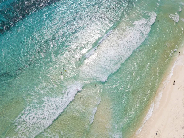 Alta Vista Aérea Aguas Turquesas Del Mar Caribe Cozumel México — Foto de Stock