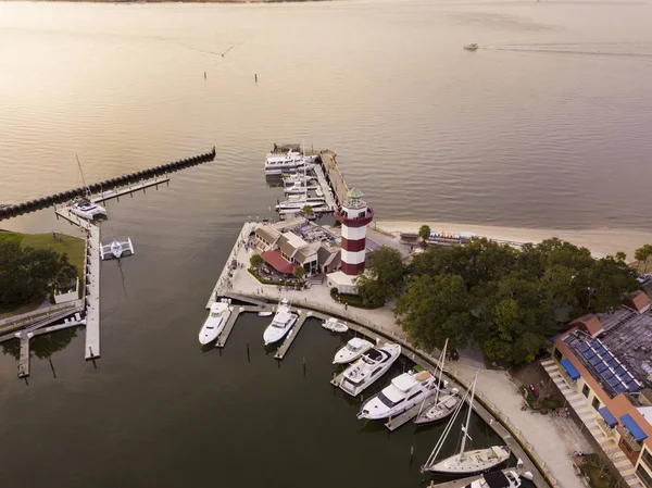 Letecký Pohled Hilton Head Jižní Karolínu Maják Přístavu — Stock fotografie