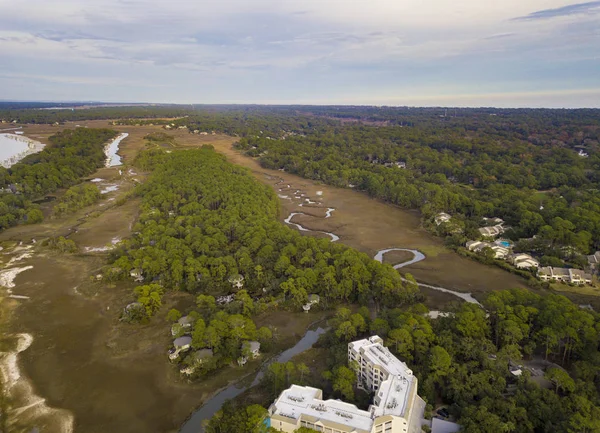 Luchtfoto Panorama Bekijk Hilton Head Island South Carolina Verenigde Staten — Stockfoto